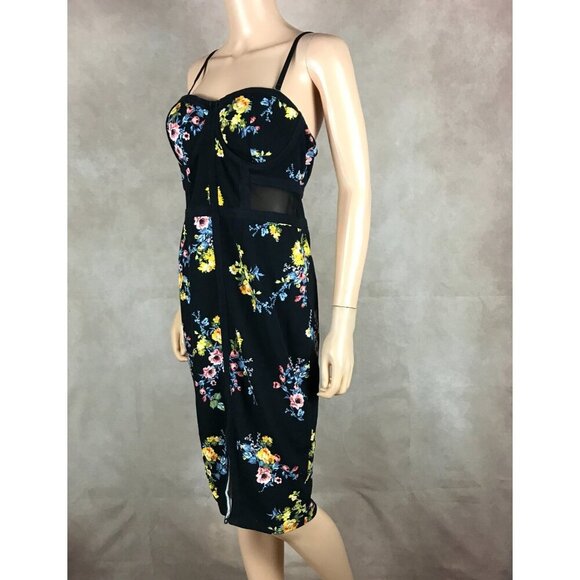 Material Girl Black Floral Bodycon Midi Dress NWT XL - Picture 8 of 8